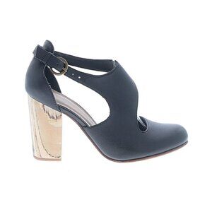 Fortress of Inca Luna Naya Asymmetric Cutout Wooden Chunky Heels Pump Shoes 37